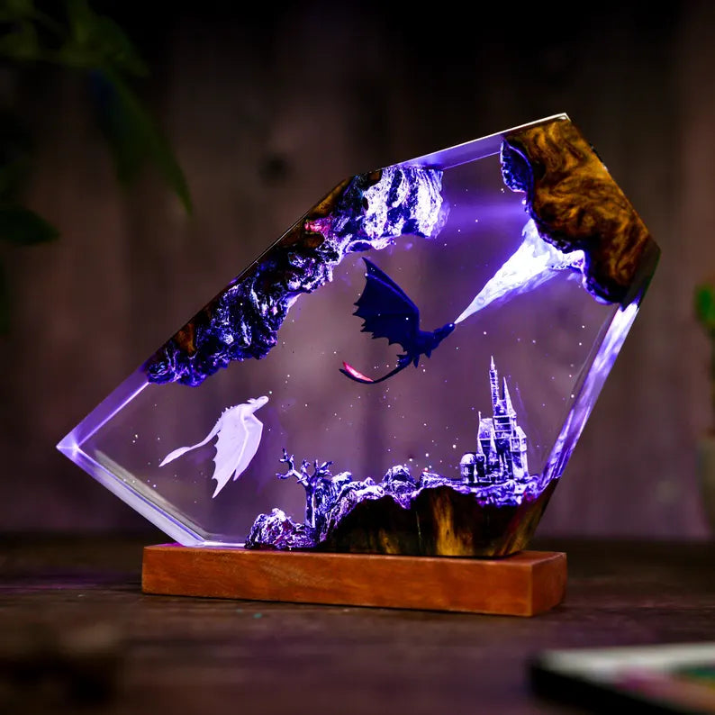 Handmade Dragon Resin Lamp