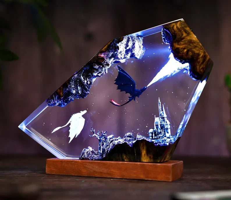 Handmade Dragon Resin Lamp