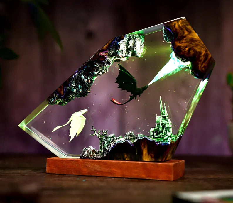 Handmade Dragon Resin Lamp